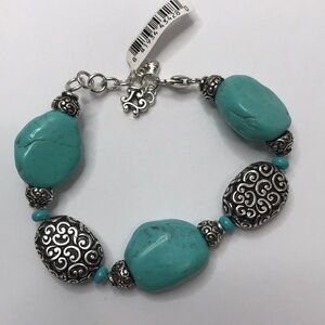 BRIGHTON Full Moon Rising Silver Turquoise Stone Bracelet